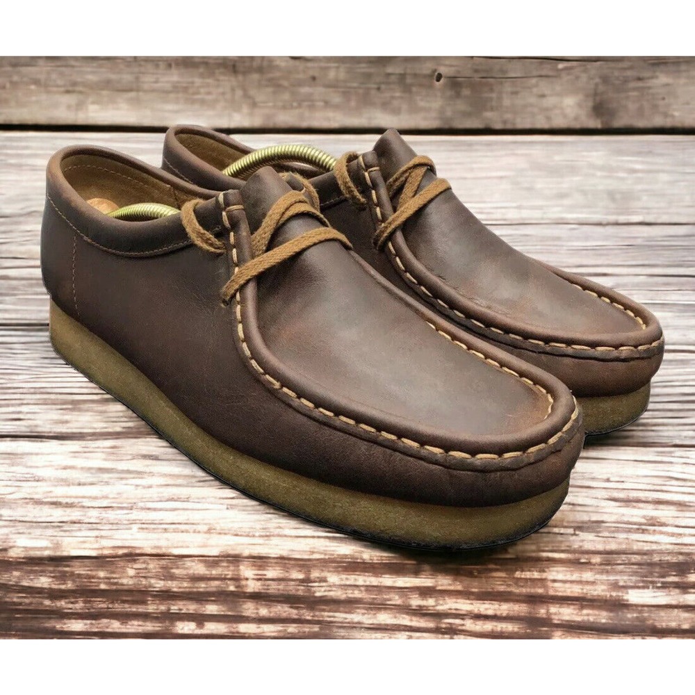 Clarks Wallabee Brown Leather Boots Beeswax Shoes 26103610 Womens 10 Fast Ship
